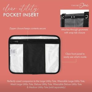 Thirty-One Black and Clear Utility Pocket Insert